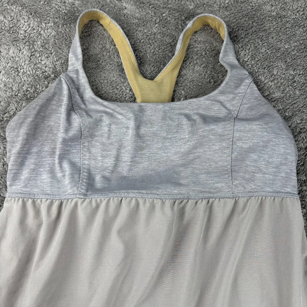 Lululemon Old Style Razorback Tank Top‎ Womens 4 Gray Yellow